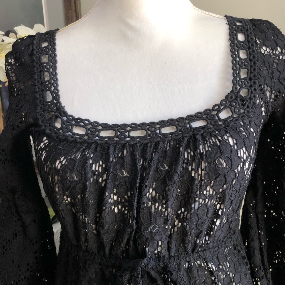 Laundry by Design Crochet Bell Sleeve Cover Up XS - Picture 4 of 10